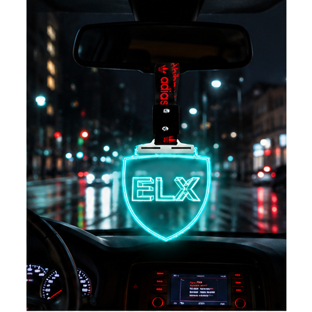 آویز آینه خودرو سوریکاوا  طرح  پژو ELX  پلکسی چراغ دار led